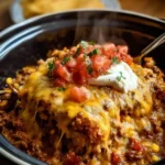 Taco Bake Crockpot dish served in a large bowl, ideal for crowd gatherings.