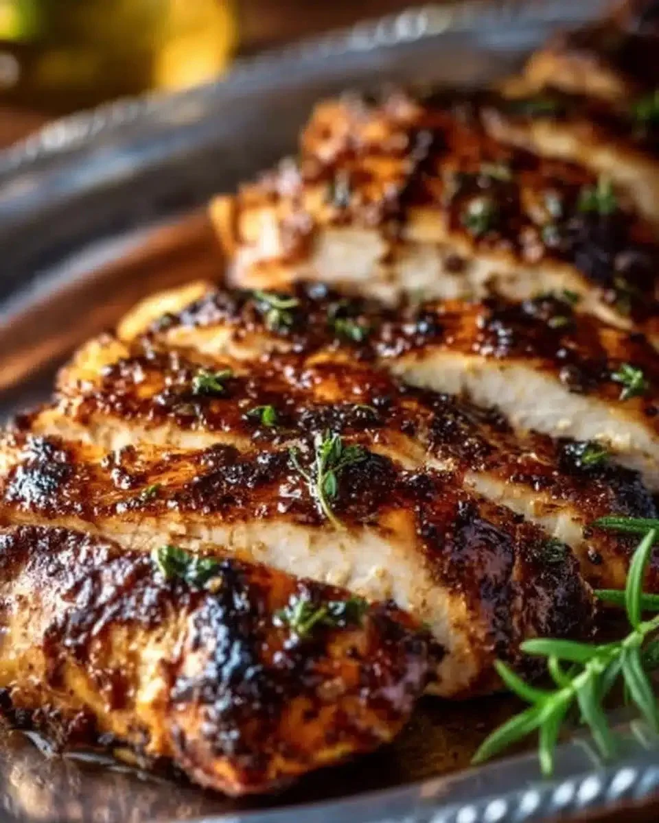 Balsamic Baked Chicken Breast 1 Balsamic baked chicken breast cooked to perfection with a tangy glaze