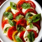 Fresh Caprese Salad with tomatoes, mozzarella cheese, and basil leaves
