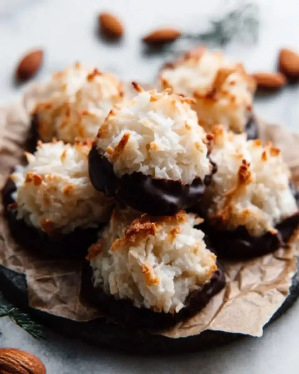 Freshly baked Coconut Macaroons on a plate