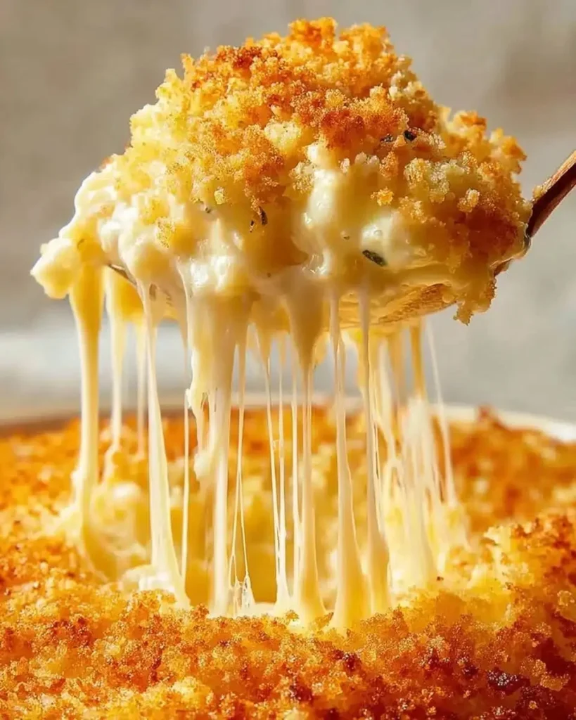 Creamy baked mac and cheese baked to perfection with a golden crust