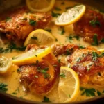 Creamy lemon chicken breast served with herbs and spices