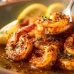 Crispy grilled shrimp served with lemon butter sauce on a plate