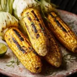Grilled corn on the cob with charred butter and herbs