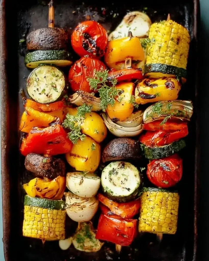 Colorful grilled vegetables medley on a grill for a delicious outdoor meal