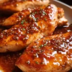Delicious Honey Garlic Chicken Breast garnished and ready to serve