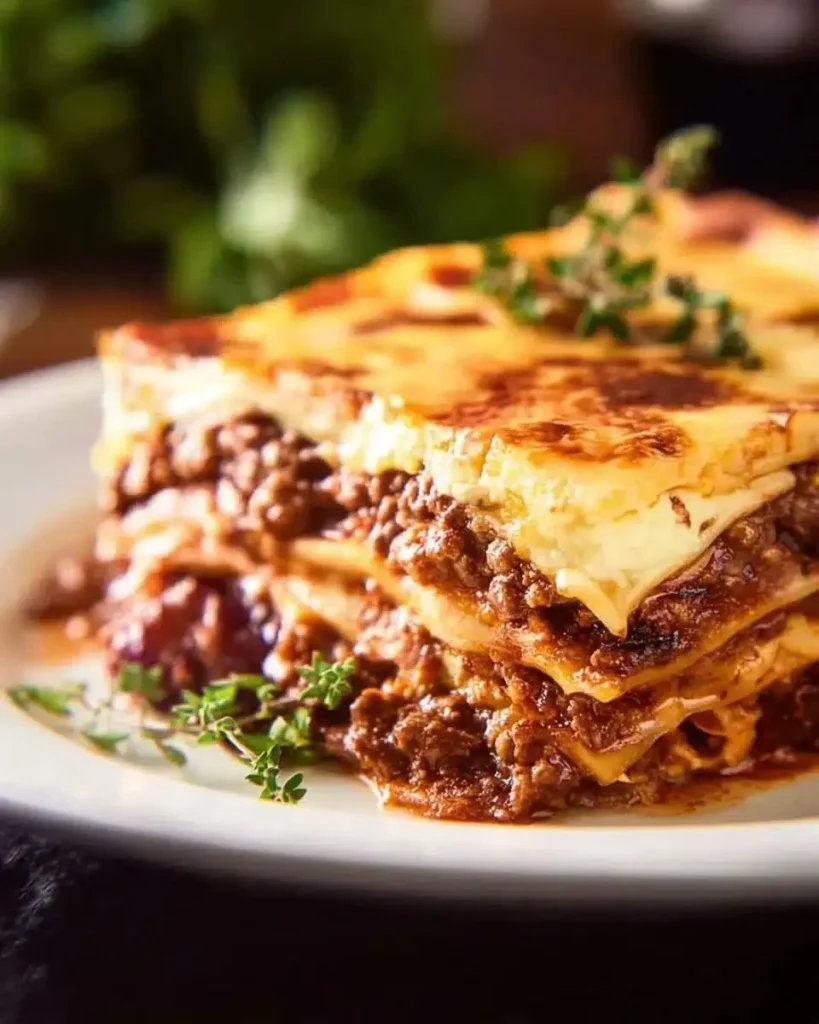 Delicious layered meat and cheese lasagna with rich flavors and textures
