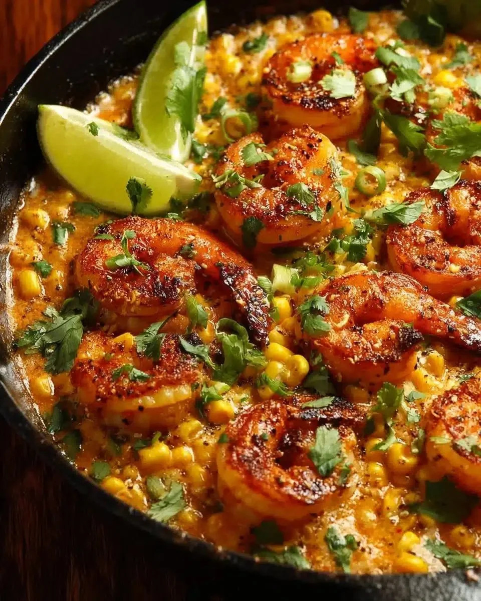 Mexican street corn with shrimp and creamy feta cheese sauce