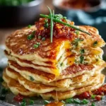 Savory dinner pancakes with chili butter served on a plate