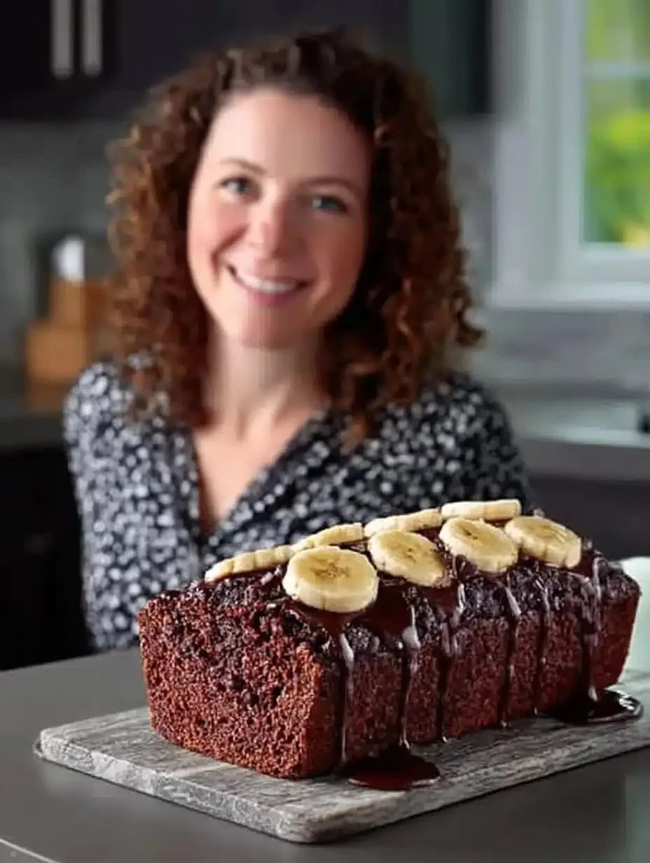 Triple Chocolate Banana Bread — Moist & Easy 1 Slice of moist Triple Chocolate Banana Bread on a wooden table