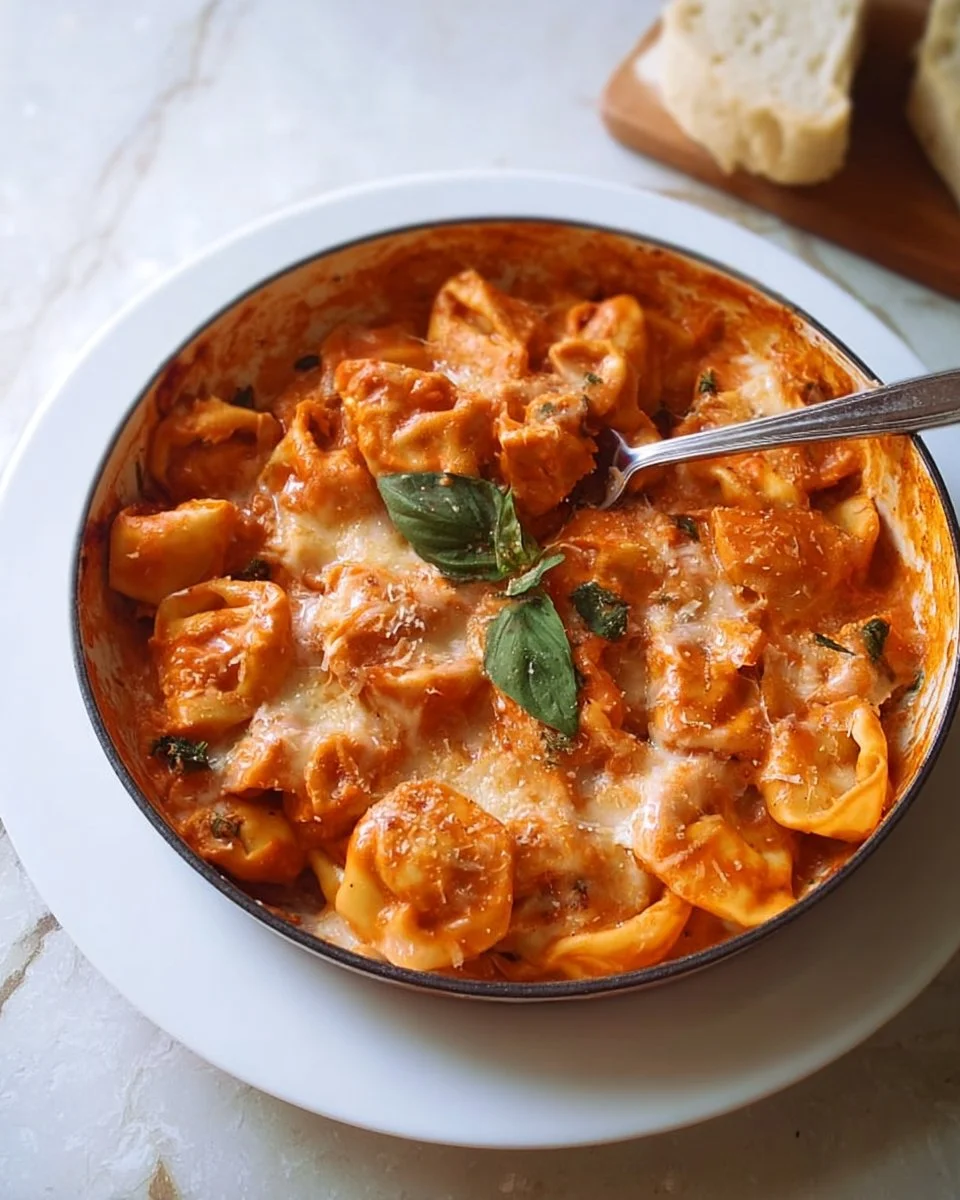 Baked Tortellini in Creamy Vodka Sauce