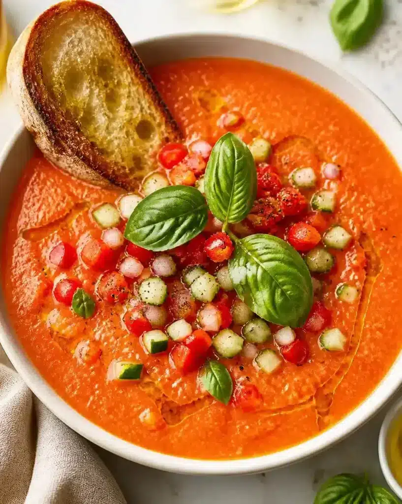 Cold Gazpacho served as a finished recipe