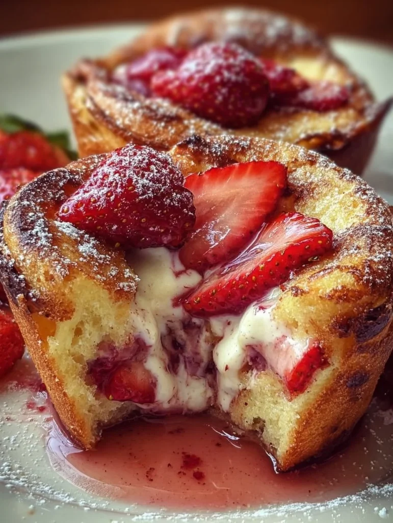 Cream Cheese Strawberry French Toast Muffins fresh out of the oven