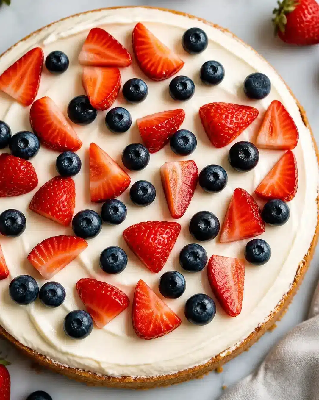 Delicious creamy no-bake cheesecake topped with fresh berries