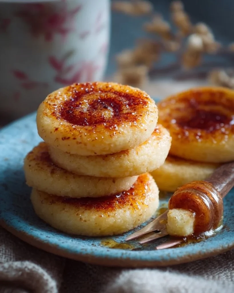 Delicious crème brûlée cookies with caramelized sugar on top.