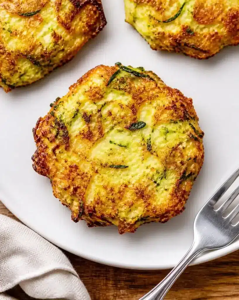 Crispy Air Fryer Zucchini Fritters served as a finished recipe
