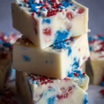 Delicious Fourth of July white chocolate fudge dessert