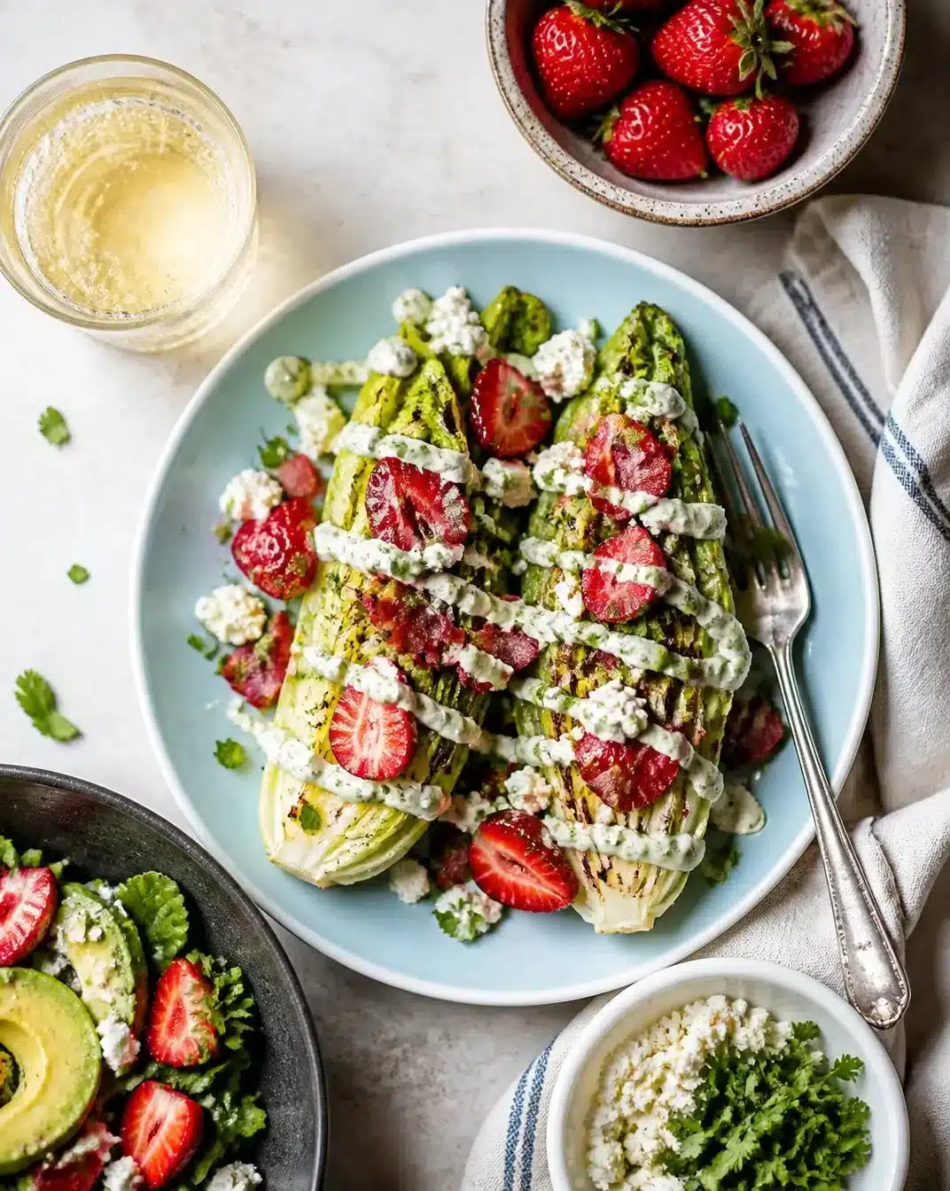 Grilled Romaine Salad with Strawberries and Cotija Cheese