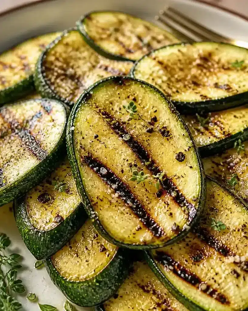 Herbed Charred Courgette on the Grill served as a finished recipe