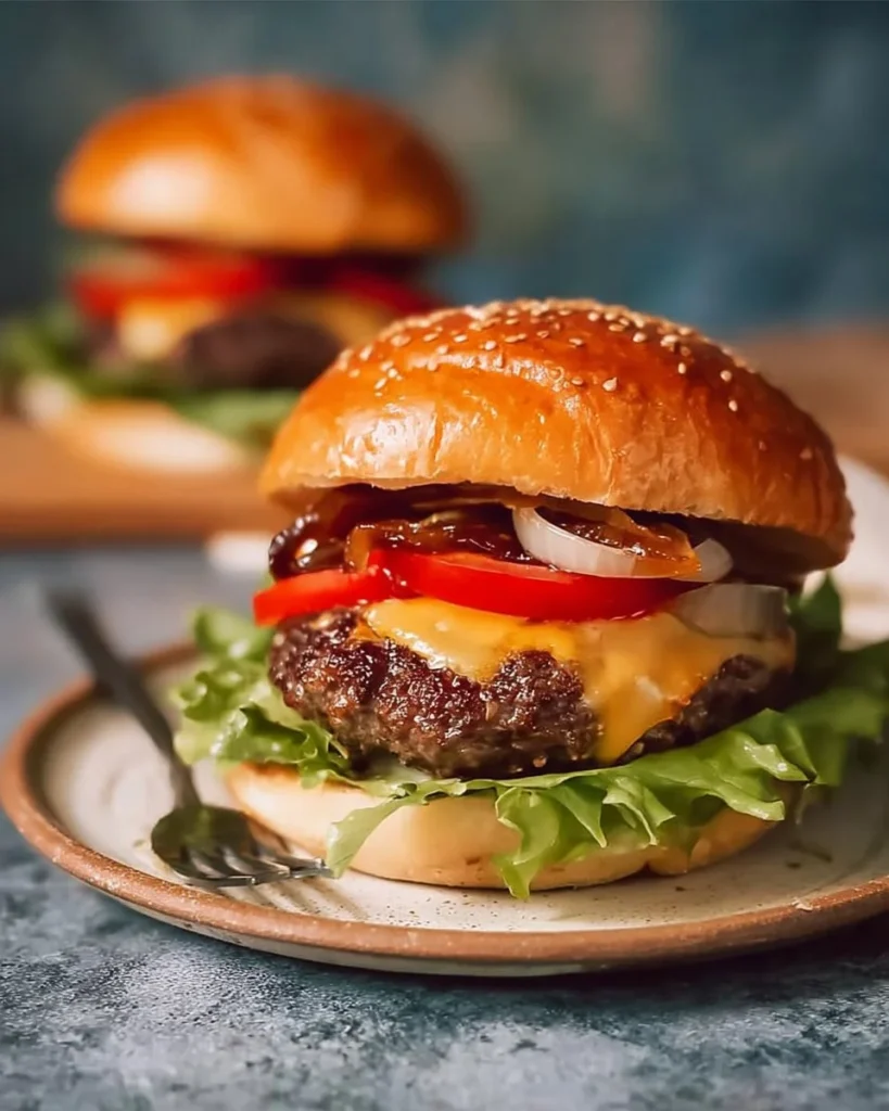 Deliciously grilled classic hamburgers served with fresh toppings