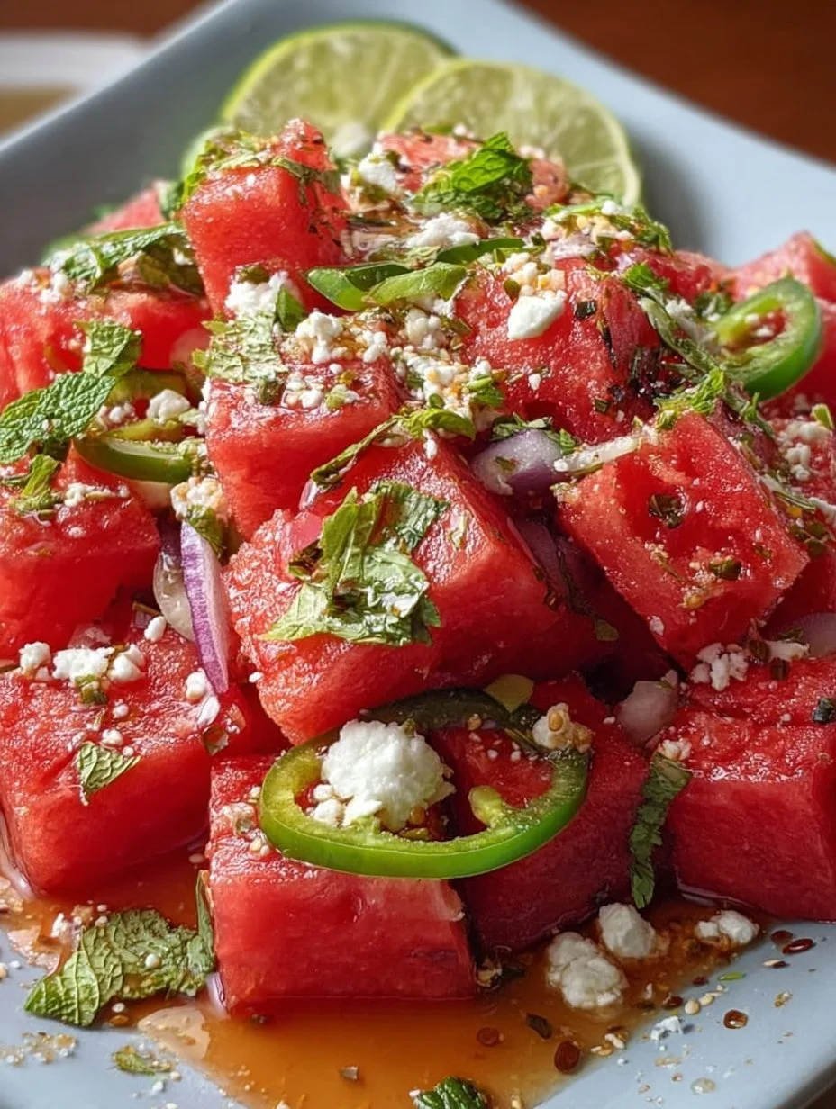Mexican-Style Watermelon Salad with fresh ingredients and vibrant colors