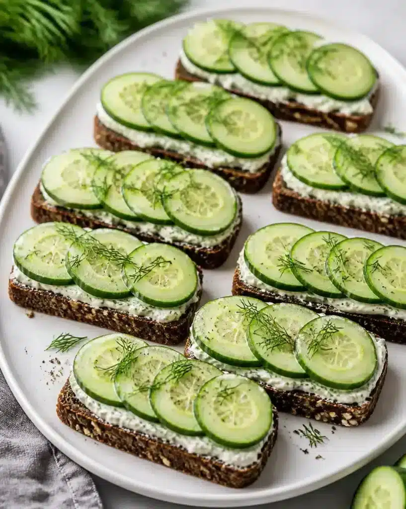 Refreshing Cucumber Sandwiches served as a finished recipe