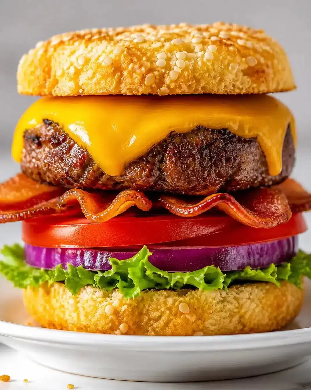 Delicious juicy burgers with perfectly cooked patties on a grill